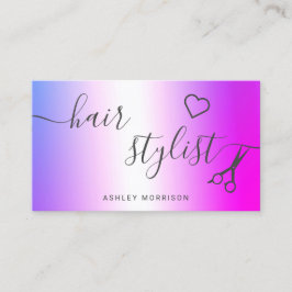 Moderne, rosa lila Metallschere Visitenkarte