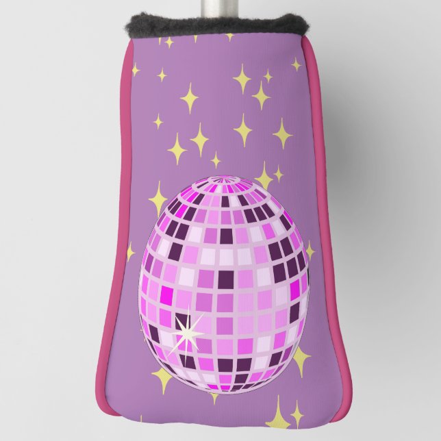 Moderne rosa Lila Retro Diskothek Ball Golf Headcover (Rotieren 90)