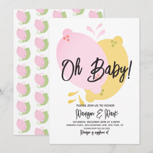 Moderne rosa Limonade-Zitronen-Lime-Baby-Shower-Ei Einladung