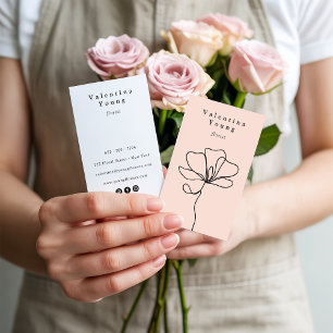 Moderne Rosa-Linien-Kunst Blumen zeichnend elegant Visitenkarte