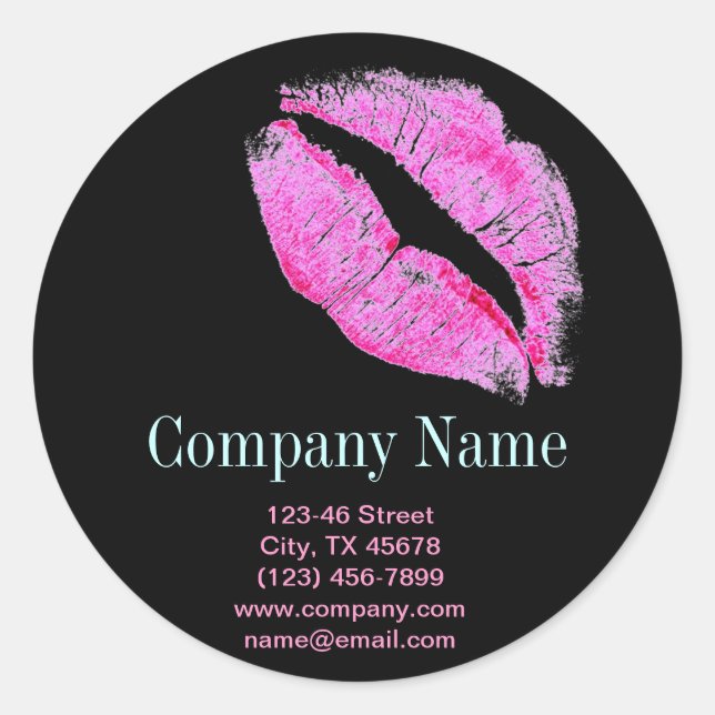 moderne Rosa Lippen Makeup Artist Kosmetologe Runder Aufkleber (Vorderseite)