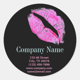 moderne Rosa Lippen Makeup Artist Kosmetologe Runder Aufkleber