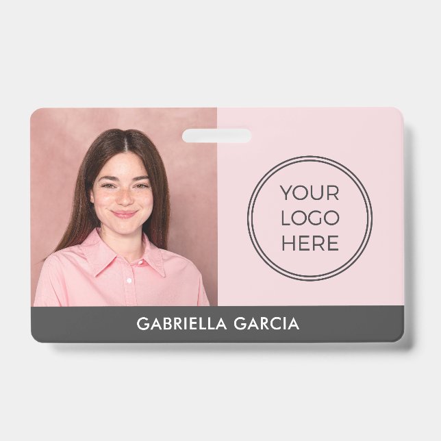 Moderne rosa Logo Mitarbeiter-ID Ausweis (Vorderseite)