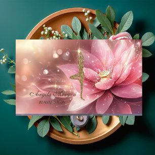 Moderne rosa Lotusblume Glitter Yoga Mädchen  Visitenkarte