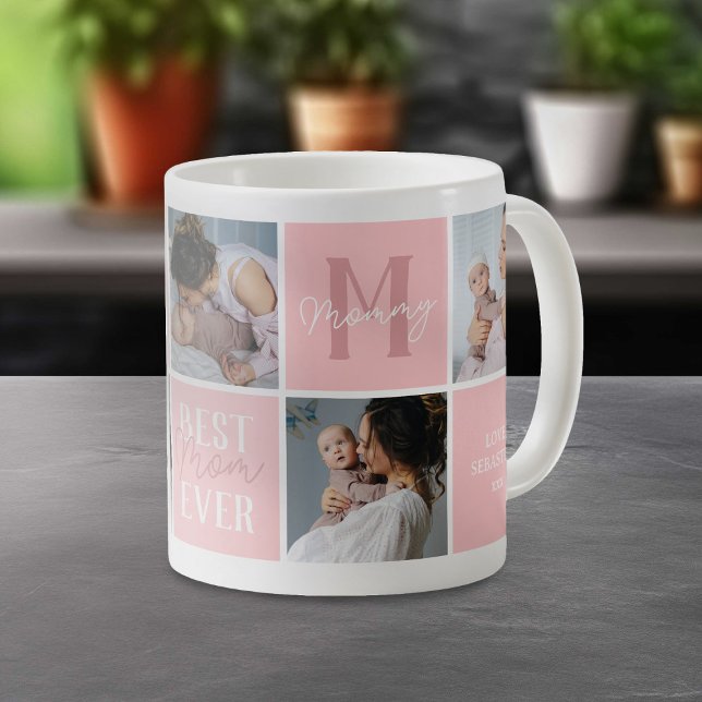 Moderne rosa Mama FotoCollage Kaffeetasse (Von Creator hochgeladen)