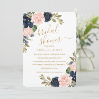 Moderne rosa marineblau florale Brautparty