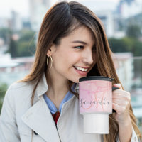 Moderne rosa Marmor- und Glitzer-Glitzern Name