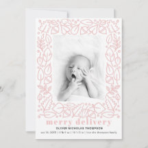 Moderne rosa Merry Delivery Girl Geburtsankündigun