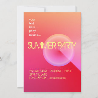 Moderne rosa Minimalistische Sommer-Party Einladun