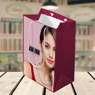 Moderne rosa Mode-Schmuck Geschäft Logo Mittlere Geschenktüte