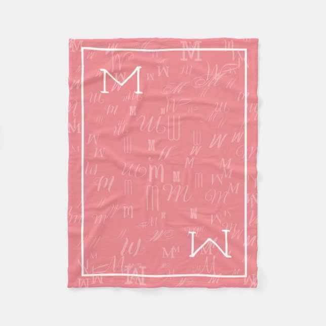 Moderne rosa Monografie Fleecedecke (Vorderseite)