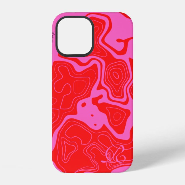 Moderne rosa Monogram Case-Mate iPhone Case Hülle (Rückseite)