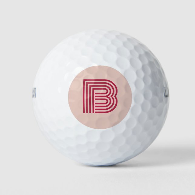 Moderne rosa Monogramm-Initiale personalisiert  Golfball (Vorderseite)