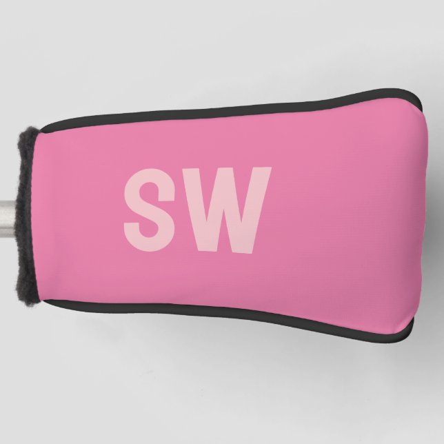 Moderne rosa Monogramm-Initialen Golf Headcover (Vorderseite)