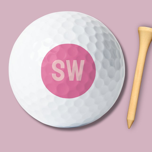 Moderne rosa Monogramm-Initialen Golfball (Modern pink monogram golf balls)