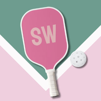 Moderne rosa Monogramm-Initialen Pickleball Schläger