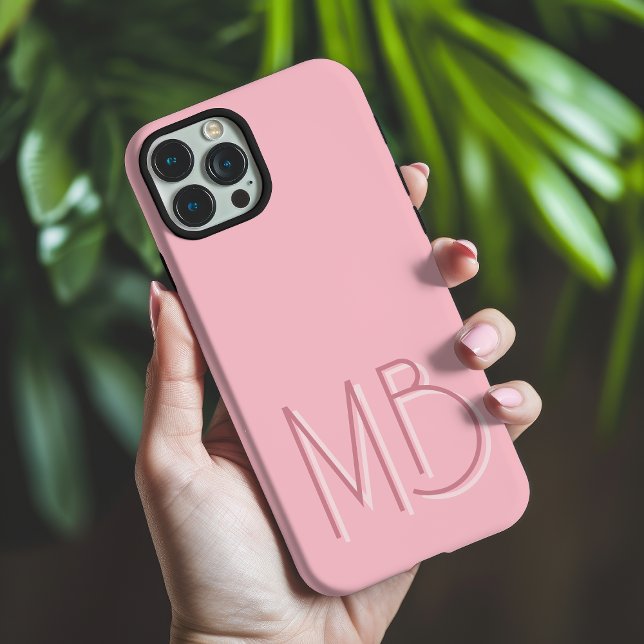 Moderne rosa Monogramm-Initialen zeitgenössisch Case-Mate iPhone Hülle (Von Creator hochgeladen)