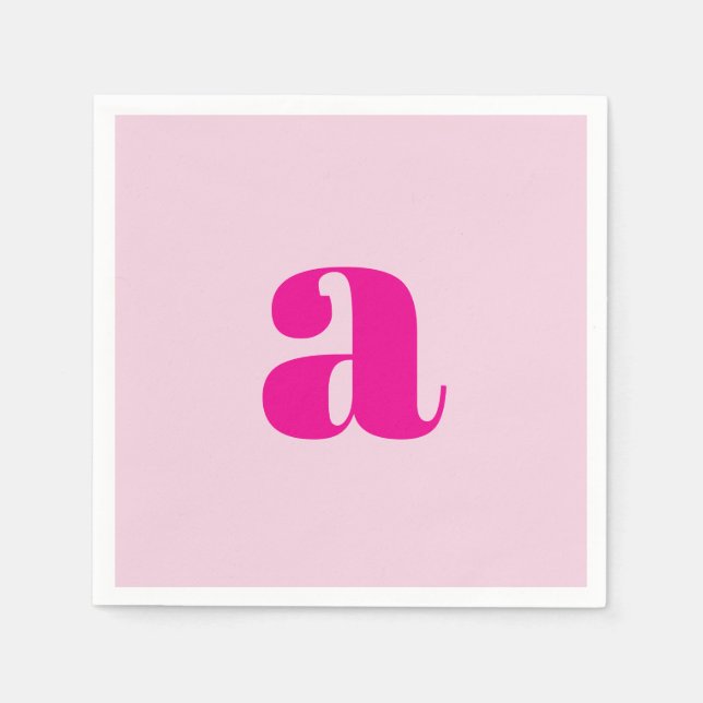 Moderne rosa Monogramm Servietten (Vorderseite)