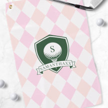Moderne rosa Muster grüne Golfball Namensmonogramm
