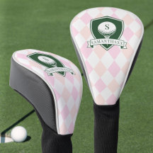 Moderne rosa Muster grüner Golfer Name Monogramm