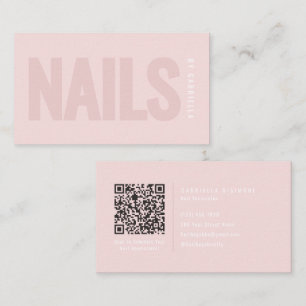 Moderne Rosa Nageldesign-QR-Code Visitenkarte