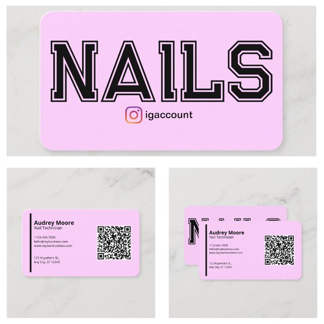 Moderne rosa Nageltechniker Vorlagen Visitenkarte (Modern Pink Nail Technician Templates Business Card
)