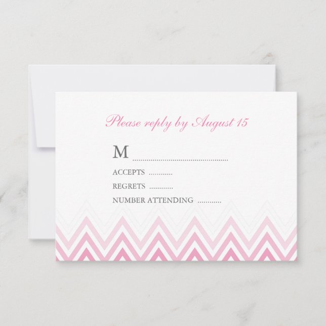 Moderne rosa Ombre Chevrons Response Cards RSVP Karte (Vorderseite)