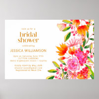 Moderne rosa-orange Aquarell-Blumen-Brautparty