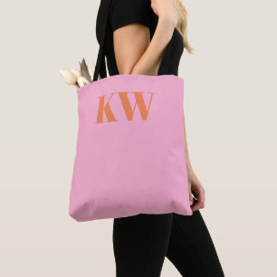Moderne rosa orange Monogramm Anfangsbuchstaben pe