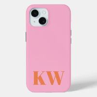 Moderne rosa-orange Monogramm Anfangsbuchstaben pe