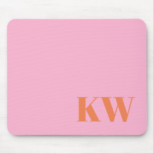 Moderne rosa orange Monogramm Anfangsbuchstaben pe Mousepad