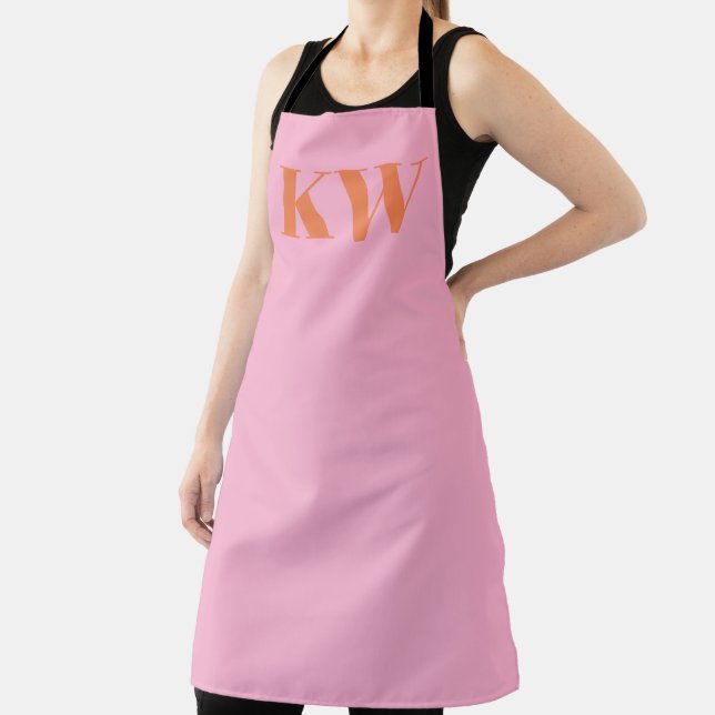 Moderne rosa-orange Monogramm Anfangsbuchstaben pe Schürze (InSitu)