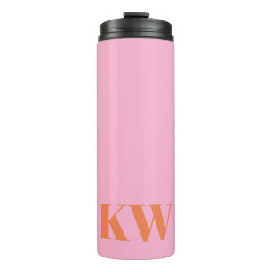 Moderne rosa orange Monogramm Anfangsbuchstaben pe Thermosbecher