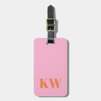 Moderne rosa-orange Monogramm-Initialen personalis Gepäckanhänger