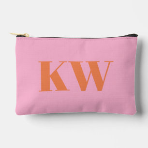 Moderne rosa-orange Monogramm-Initialen personalis Zubehörtasche