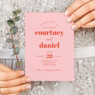 Moderne rosa Orange Trendy Mix Match Wedding Einladung