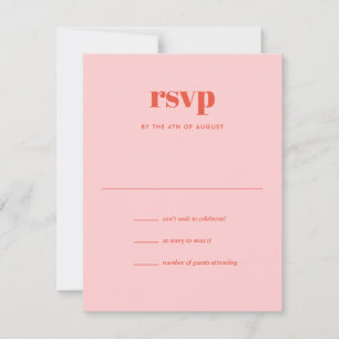 Moderne rosa Orange Trendy Mix Match Wedding RSVP Karte