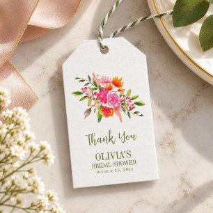 Moderne rosa-orangefarbene Blumen Brausebad indivi Geschenkanhänger