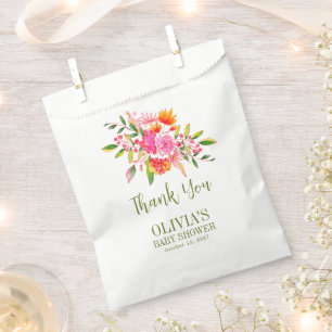 Moderne rosa orangefarbene Blütendusche Geschenktütchen