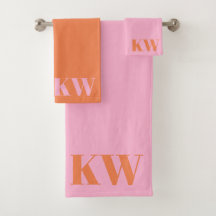 Moderne rosa orangefarbene Monogramm-Initialen Per