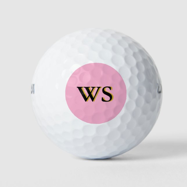 Moderne rosa orangefarbene Monogramm-Initialen Per Golfball (Vorderseite)