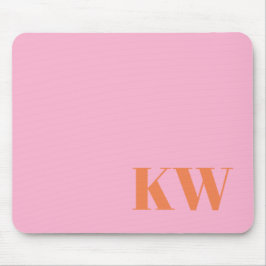 Moderne rosa orangefarbene Monogramm-Initialen Per Mousepad