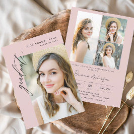 Moderne rosa Party zum Minimalistischen Foto Einladung