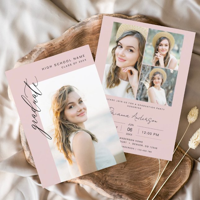 Moderne rosa Party zum Minimalistischen Foto Einladung (Von Creator hochgeladen)