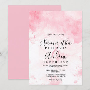 Moderne rosa pastellfarbene Aquarellfarben Hochzei Einladung