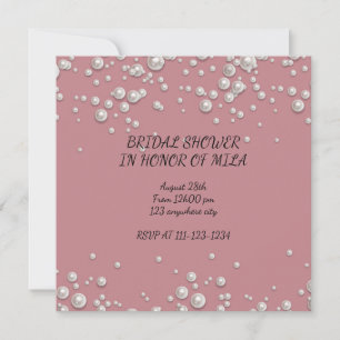 Moderne rosa Perlen Brautparty-Einladung  Save The Date