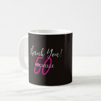 Moderne rosa personalisierte Dankeschön Geburtstag Kaffeetasse