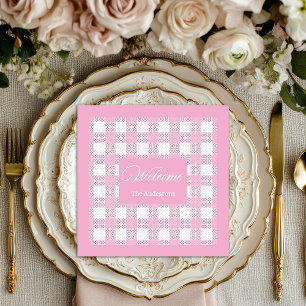 Moderne rosa personalisierte Karo-Napkins Serviette