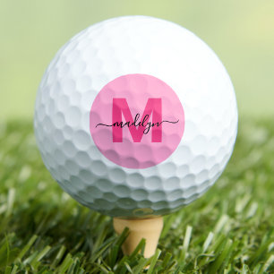 Moderne rosa personalisierte Monogramme Golfball