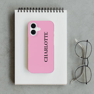 Moderne rosa personalisierte Schreibschrift Name iPhone 16 Hülle